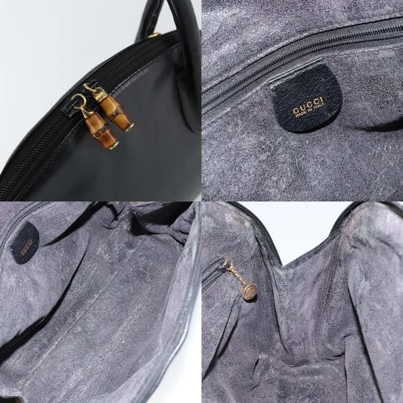 GUCCI Bamboo Hand Bag Leather Black - Picture 11 of 12